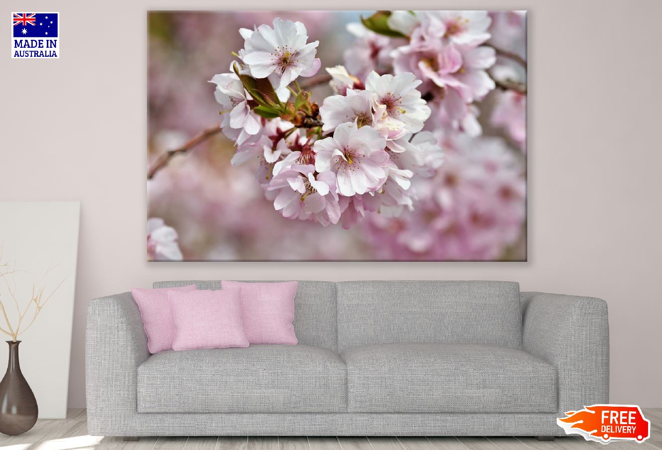 Ornamental Cherry Blossom Flowers & Leaves Photograph Print 100% Australian Made
