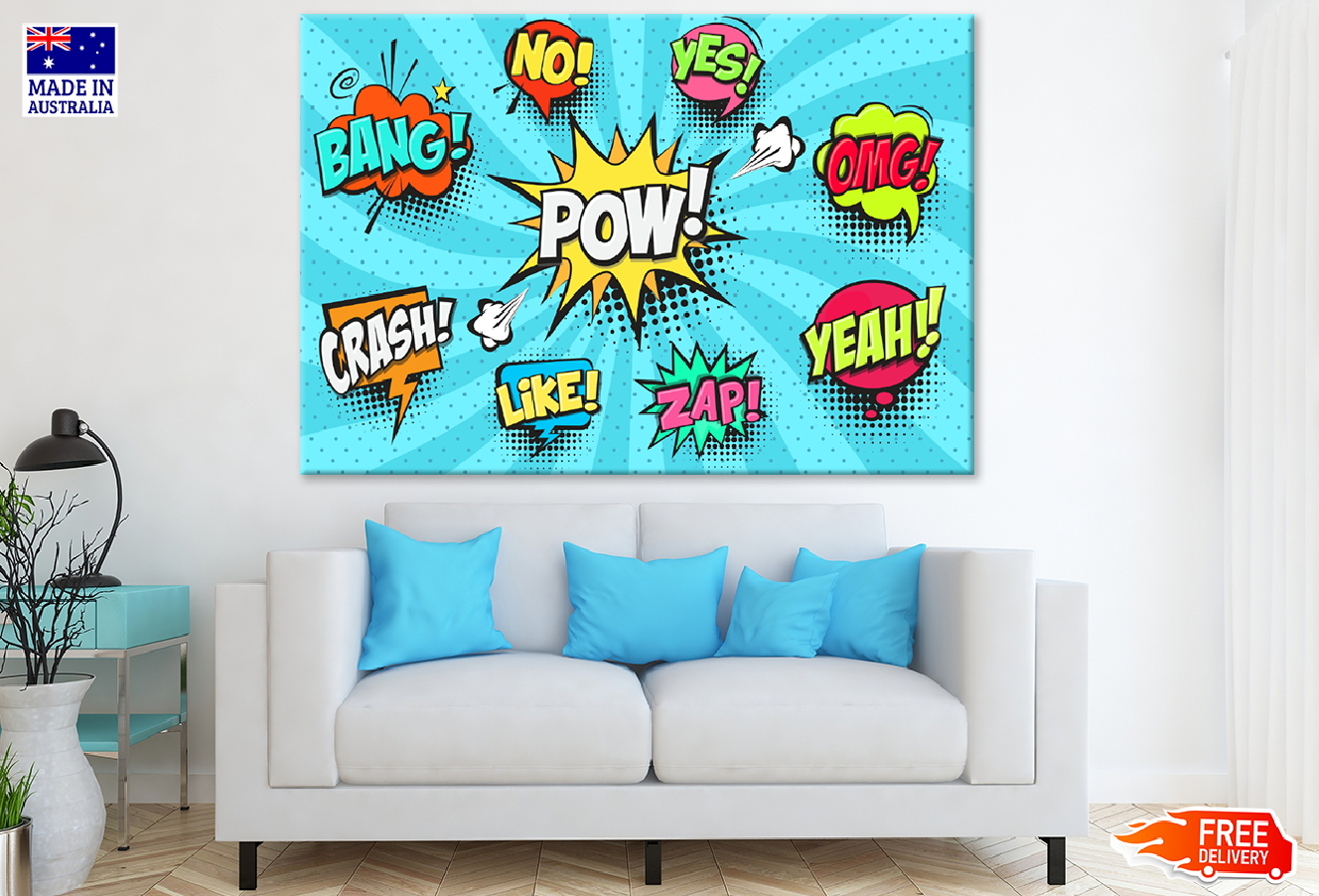 BANG NO YES LIKE Speech Bubbles Illustration Print 100% Australian Made