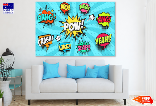 BANG NO YES LIKE Speech Bubbles Illustration Print 100% Australian Made