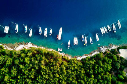 Bella Home Boats & Yachts Anchored in Island Print Canvas Ready to hang