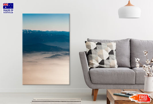 Mountain Range with Fog Scenery Photograph Print 100% Australian Made