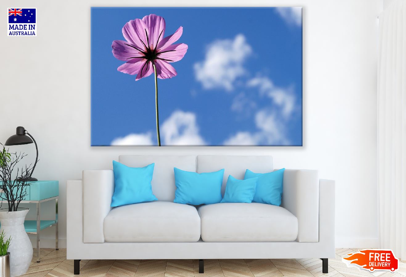 Cosmos Flower in the Blue Sky Photograph Print 100% Australian Made