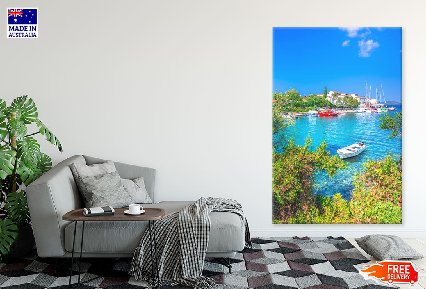 Boats on Alonissos Beach Island Photograph Print 100% Australian Made