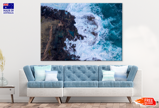 Mountain & Boat On Sea Sky View Photograph Print 100% Australian Made