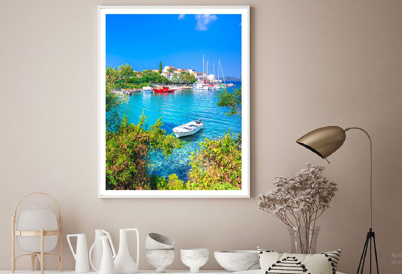 Boats on Alonissos Beach Island Photograph Home Decor Premium Quality Poster Print Choose Your Sizes