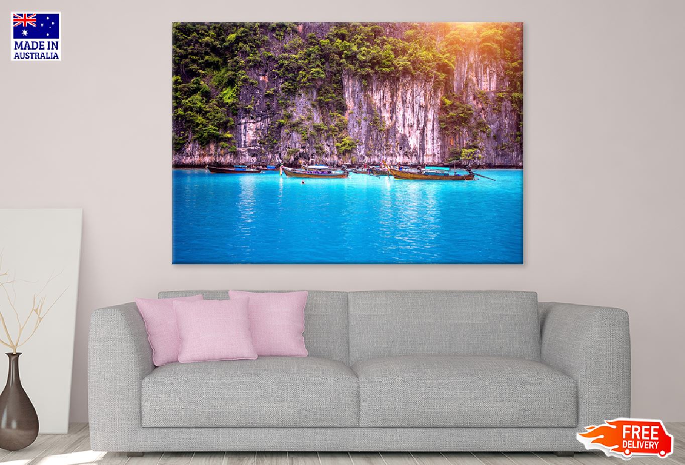Boats on Maya Bay Phi Phi Island Photograph Print 100% Australian Made