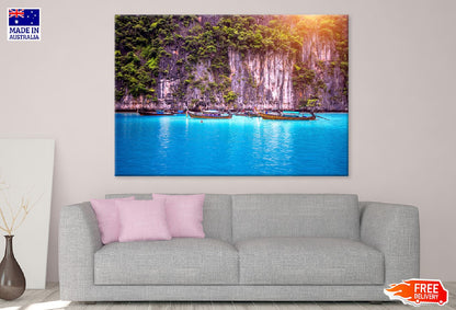 Boats on Maya Bay Phi Phi Island Photograph Print 100% Australian Made