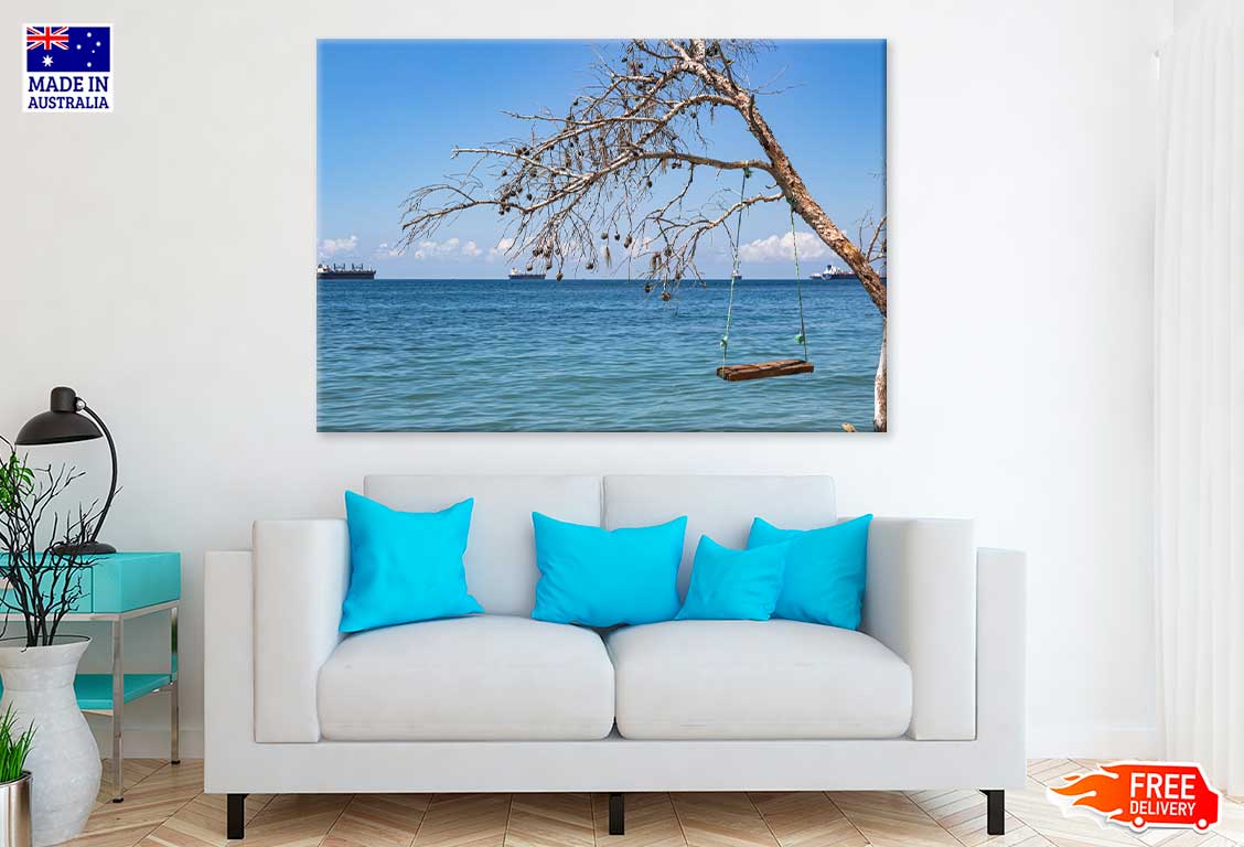 Sea Swings on Wild Beach View Photograph Russia Print 100% Australian Made