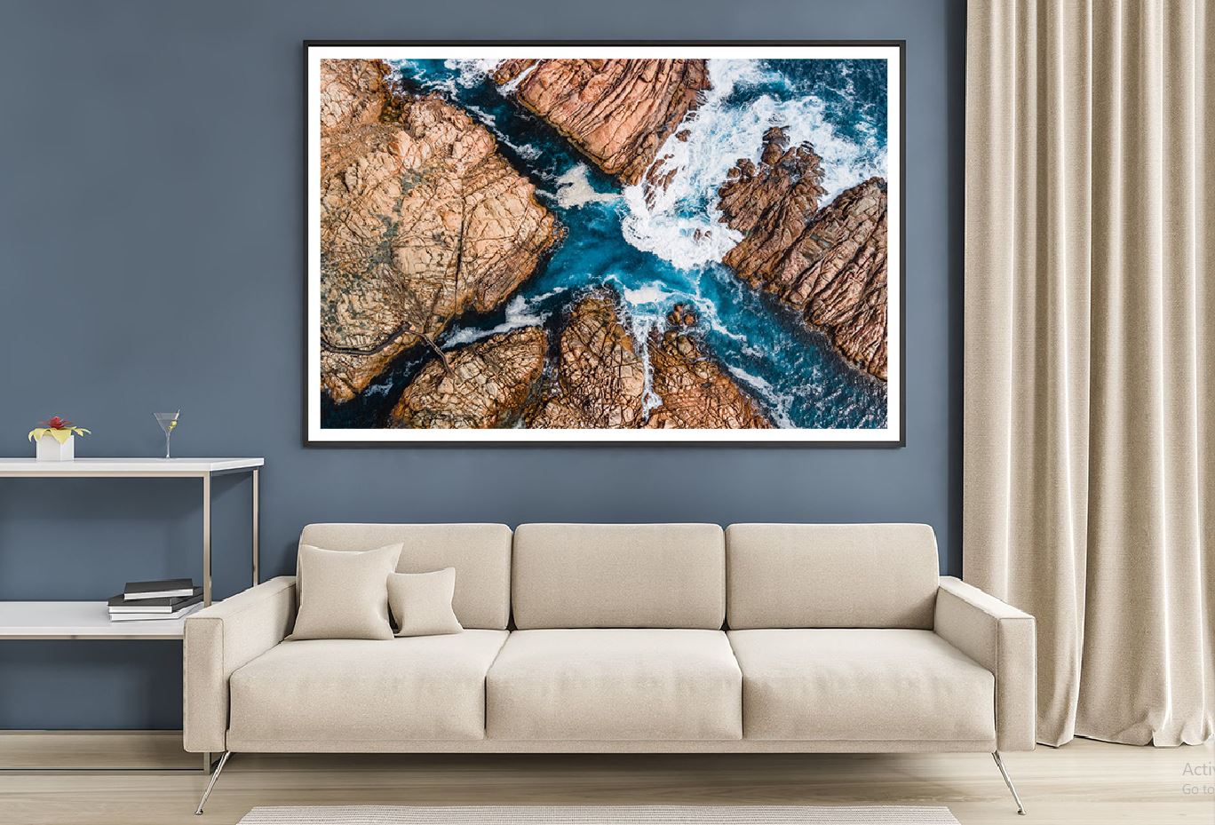 Sea Waves on Rocks Aerial View Photograph Home Decor Premium Quality Poster Print Choose Your Sizes