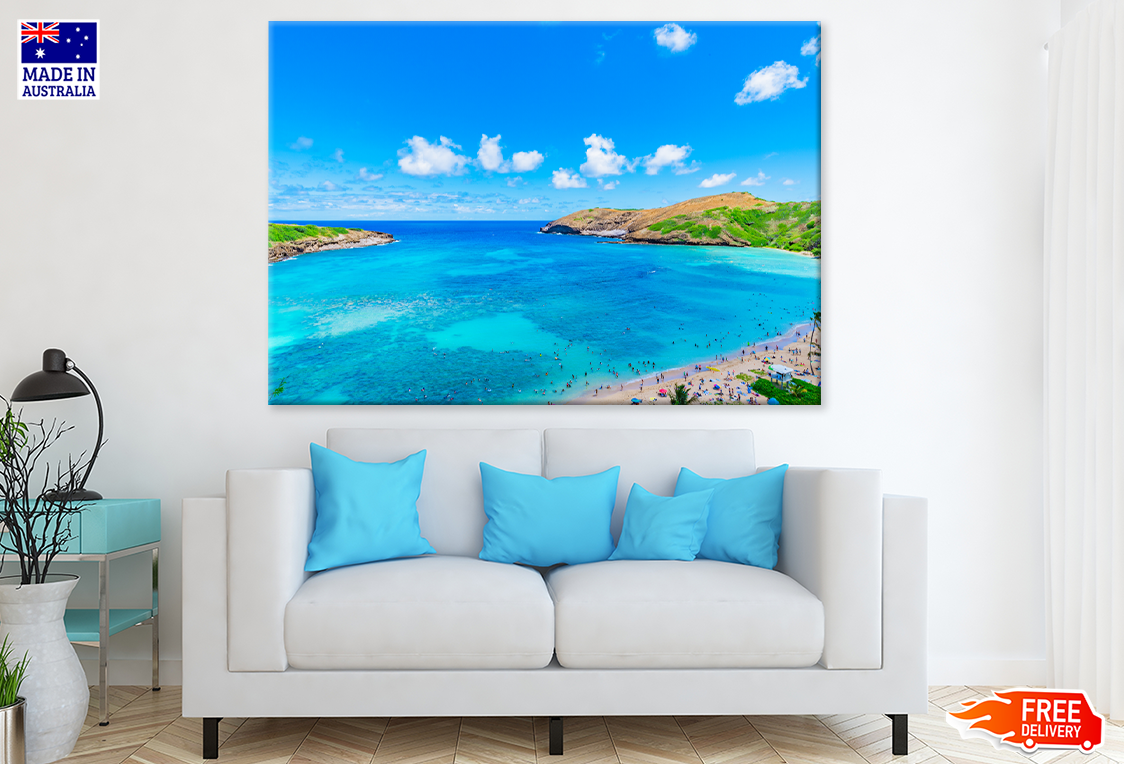 Mountain & Sea Cloudy Sky Scenery View Print 100% Australian Made