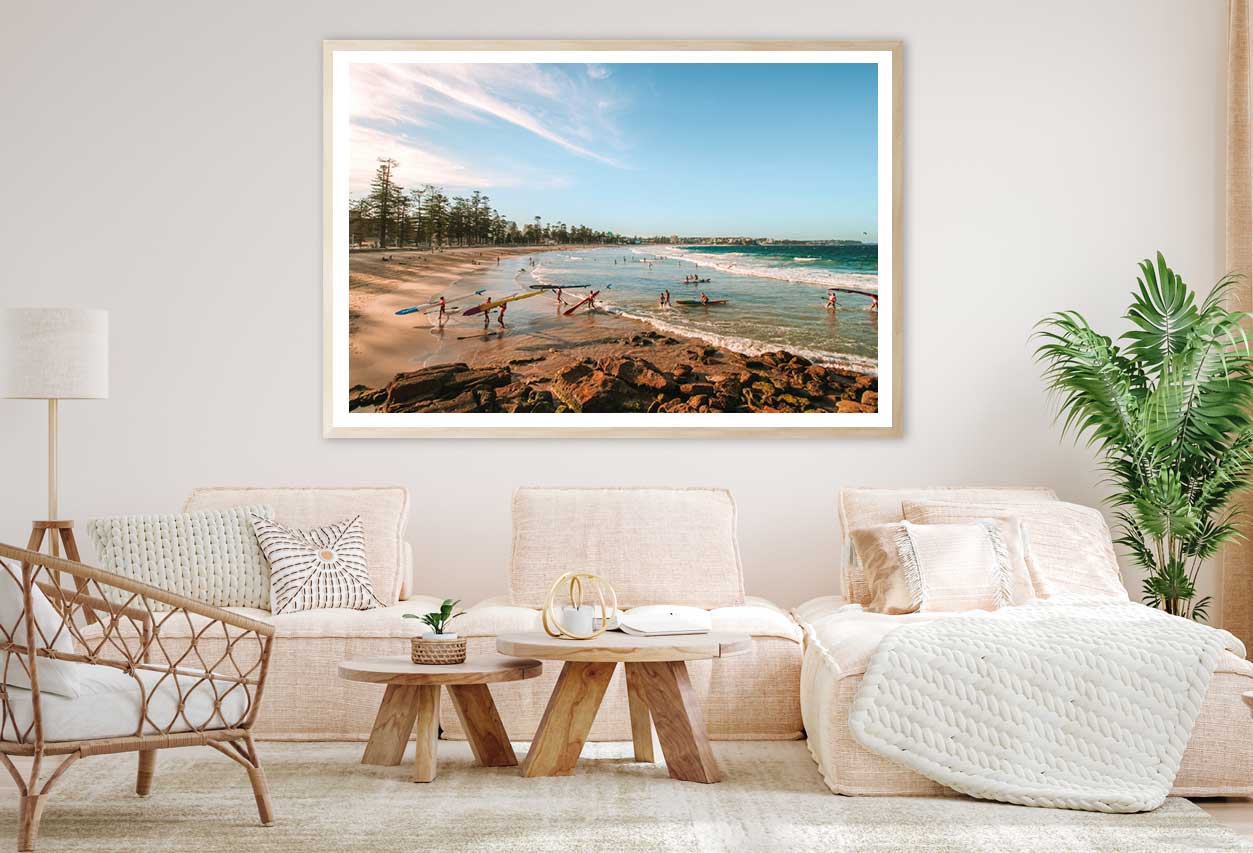 Manly Beach & Blue Sky Scenery Photograph Home Decor Premium Quality Poster Print Choose Your Sizes