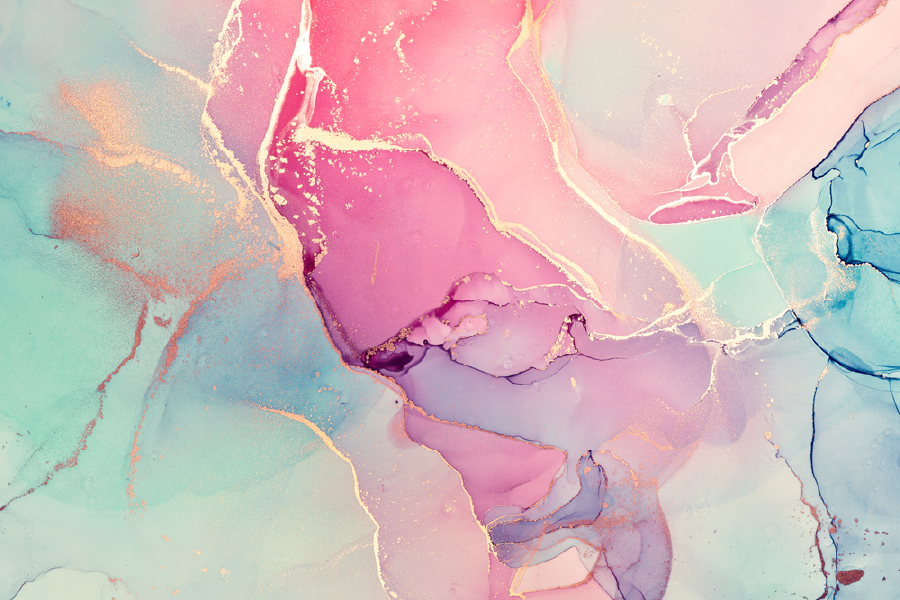 Blue Pink & Gold Abstract Design Print 100% Australian Made