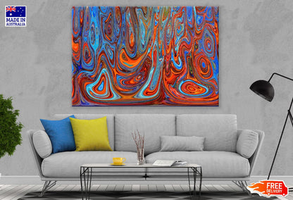 Orange & Blue Pattern Abstract Design Print 100% Australian Made