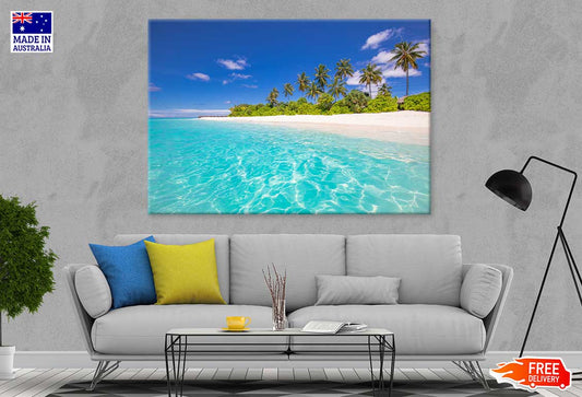 Sandy Tropical Sea & Palm Trees Photograph Print 100% Australian Made