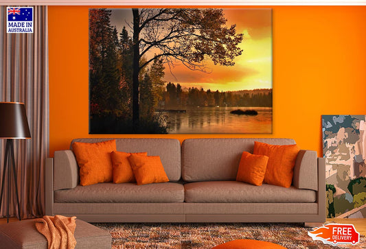 Tree Near Lake Sunset Photograph Print 100% Australian Made