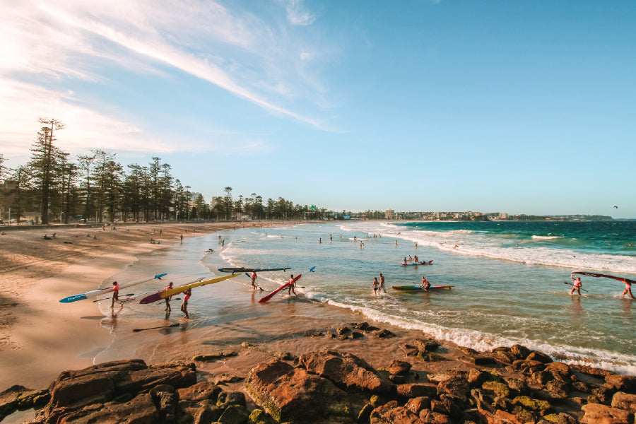 Manly Beach & Blue Sky Scenery Photograph Home Decor Premium Quality Poster Print Choose Your Sizes