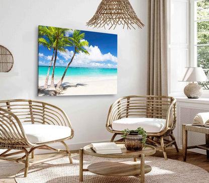 Bella Home Palm Trees & Tropical White Beach Print Canvas Ready to hang