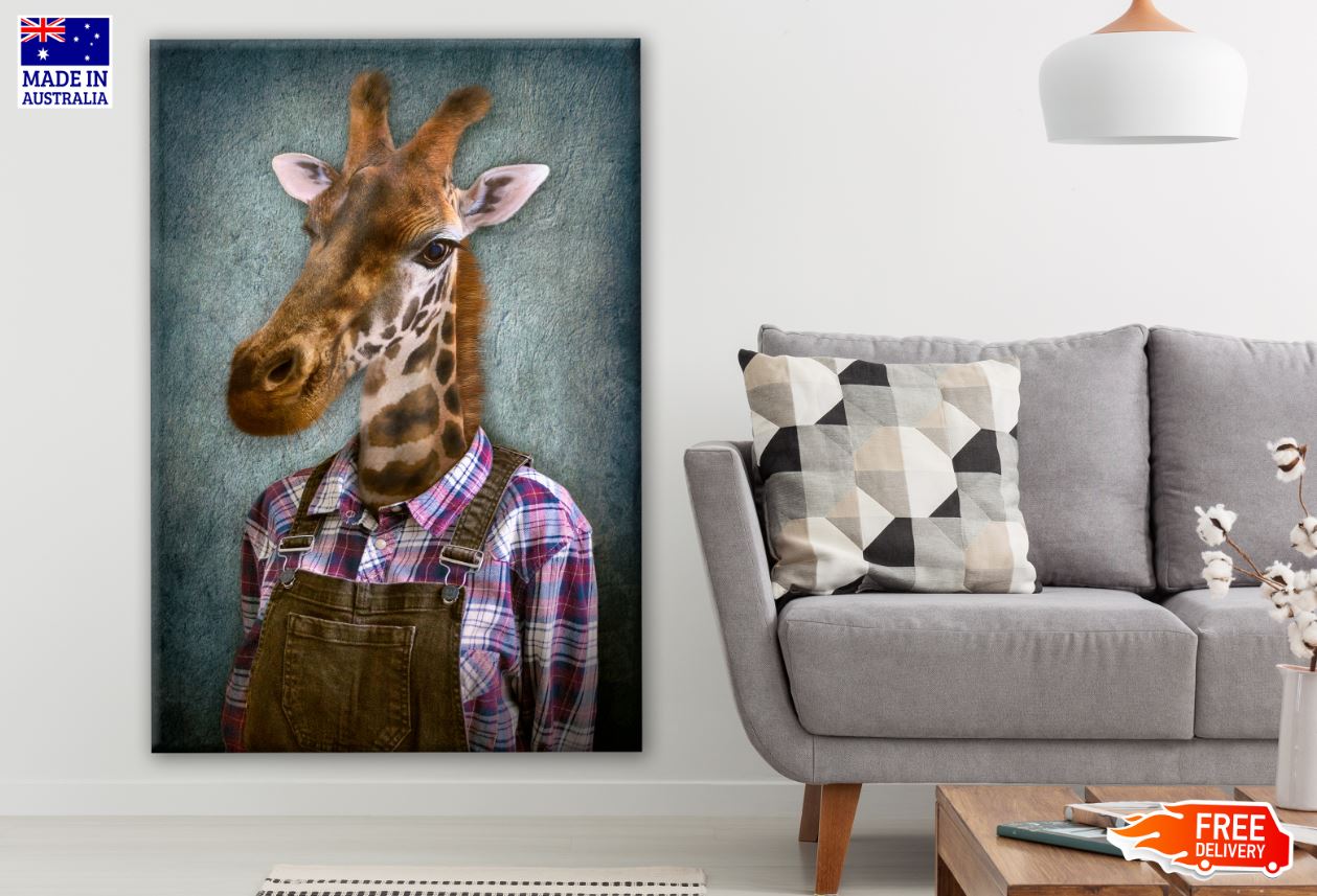 Giraffe with Shirt Watercolor Painting Print 100% Australian Made