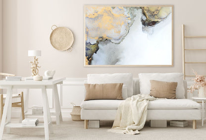 Black Grey & Gold Fluid Abstract Design Home Decor Premium Quality Poster Print Choose Your Sizes