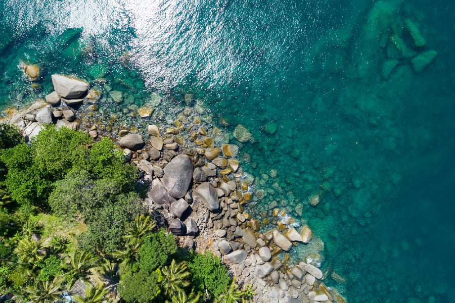 Rocks & Trees Phuket Sea Aerial View Photograph Print 100% Australian Made