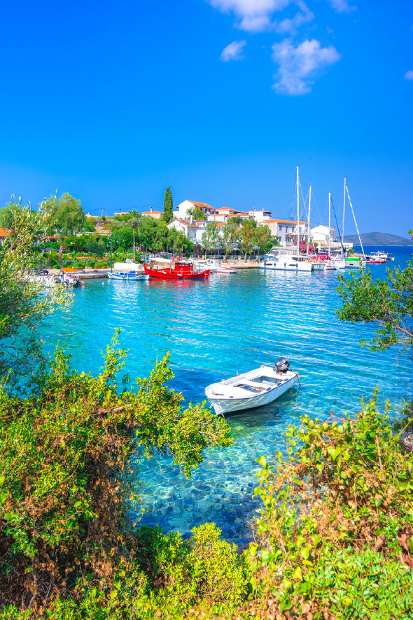 Boats on Alonissos Beach Island Photograph Print 100% Australian Made