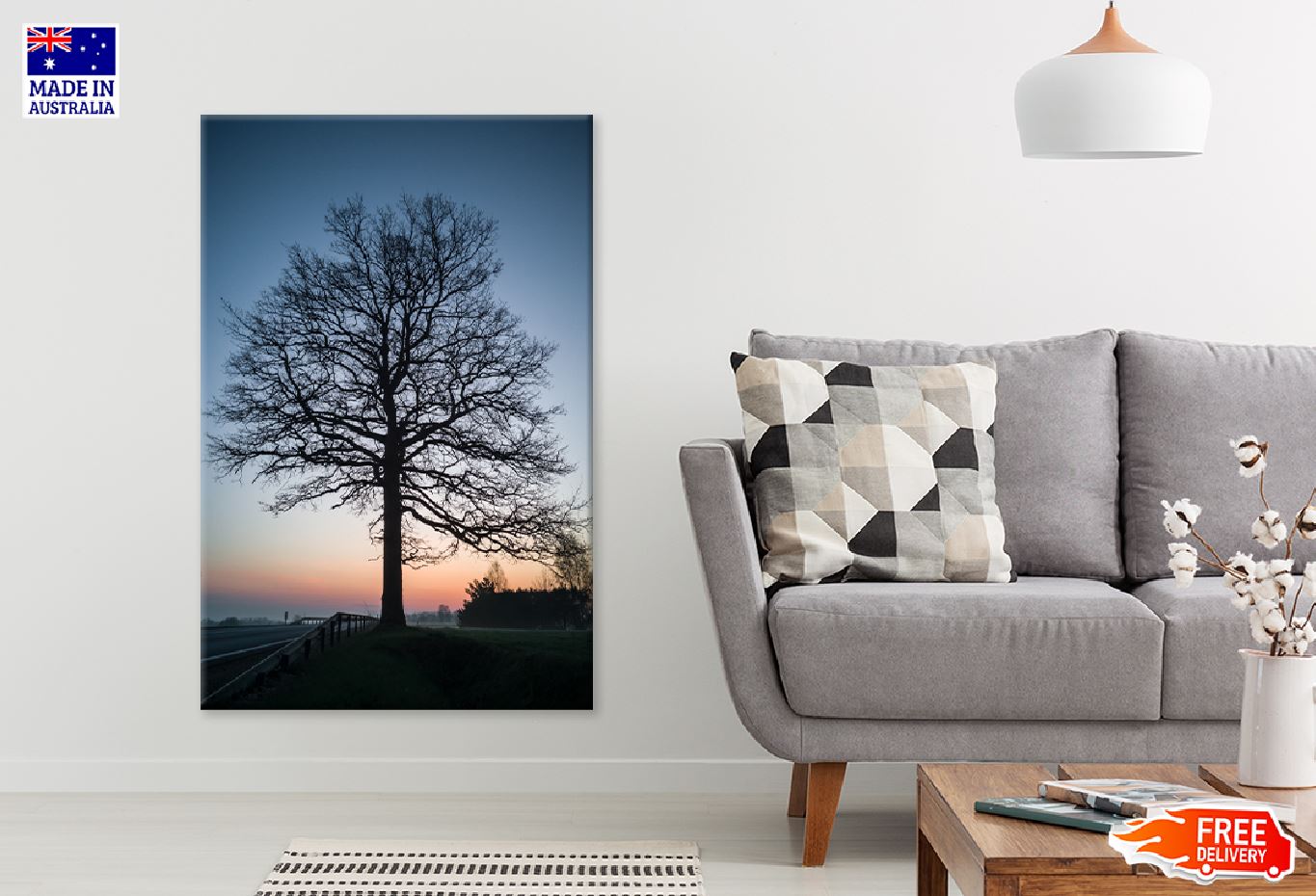 Tree Silhouette in Early Morning Photograph Print 100% Australian Made