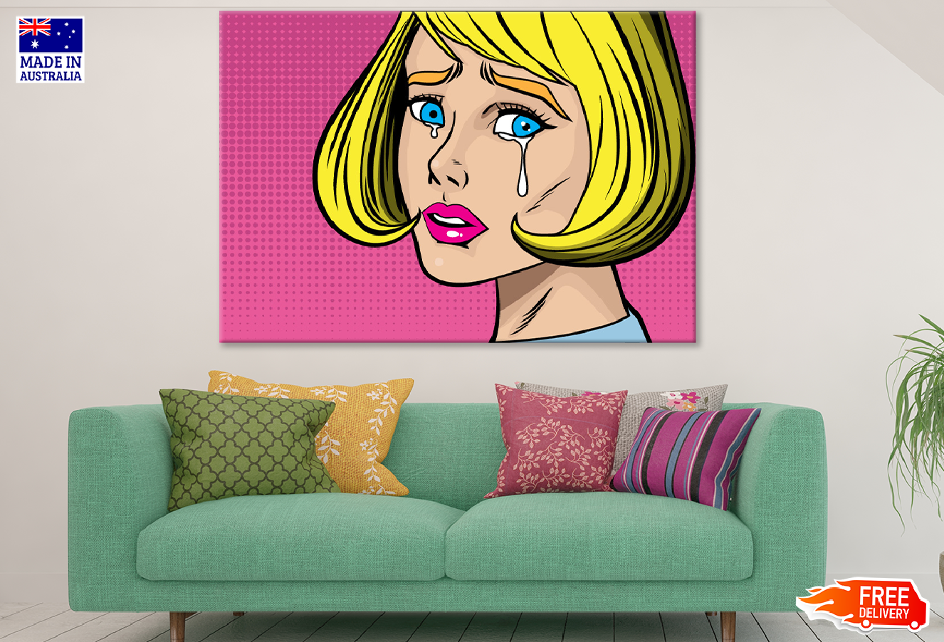 Short Hair Crying Girl Portrait Illustration Print 100% Australian Made