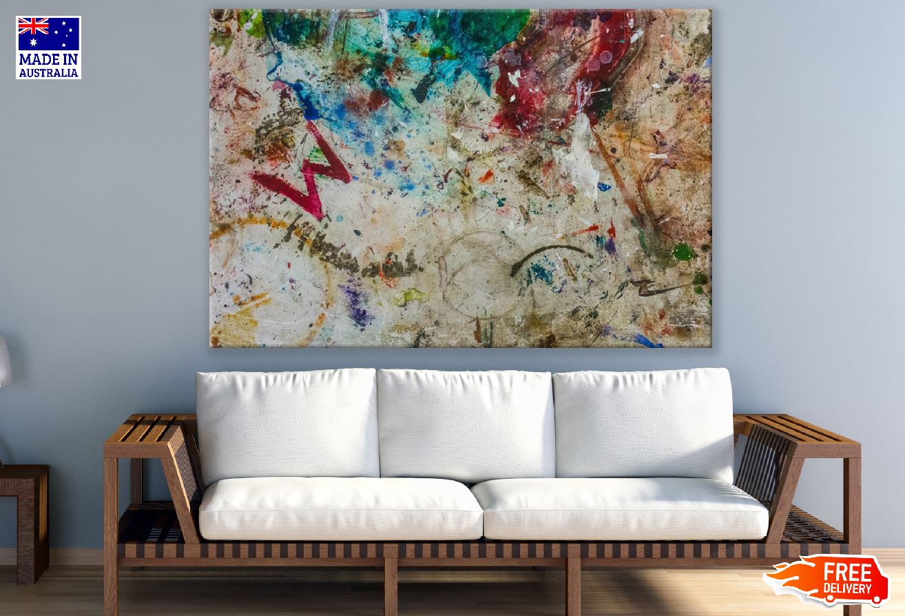 Red Blue & Green Paint Abstract Design Print 100% Australian Made