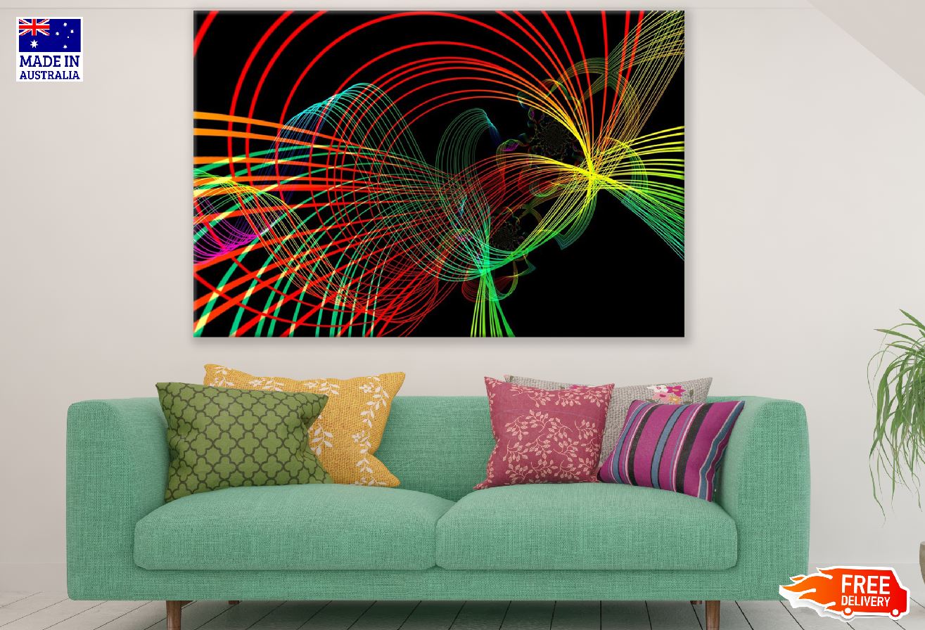 Colorful Digital Lines Abstract Design Print 100% Australian Made