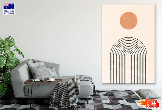 Orange Circle Line Art Abstract Design Print 100% Australian Made