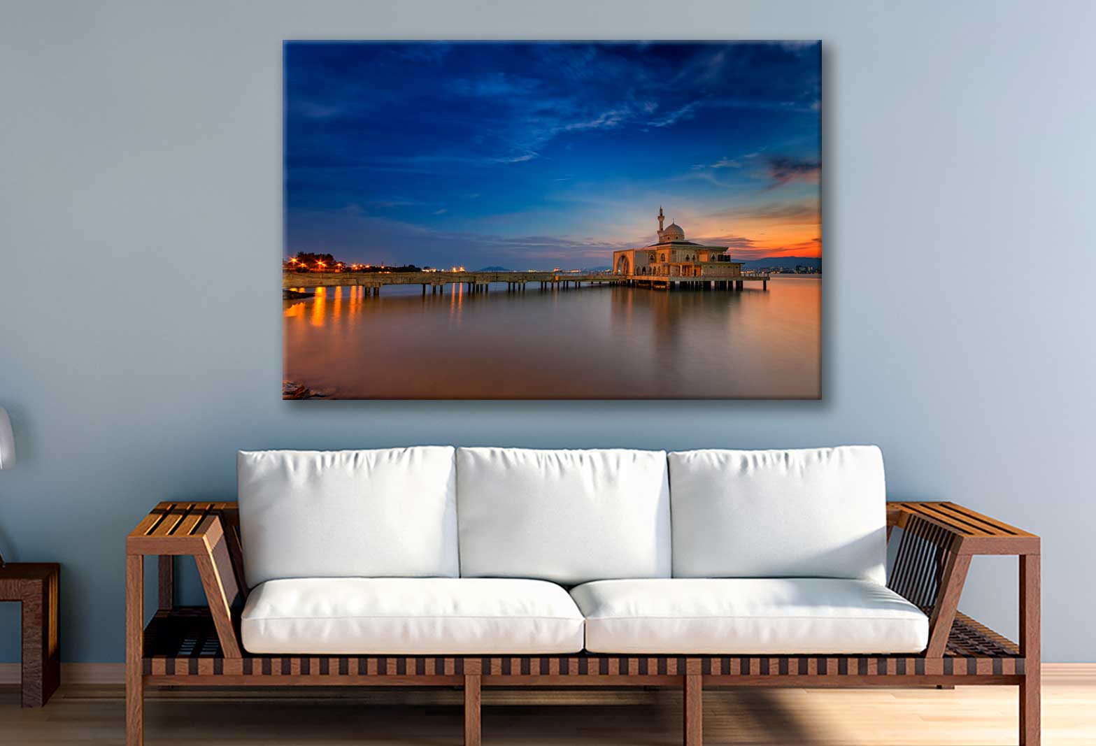 Bella Home Floating Mosques Lake & BLue Sky Print Canvas Ready to hang