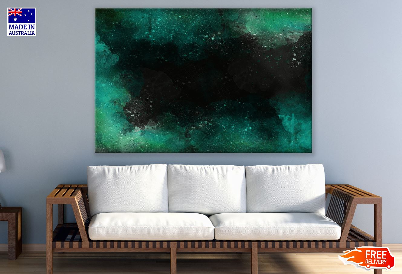 Black & Green Abstract Design Print 100% Australian Made