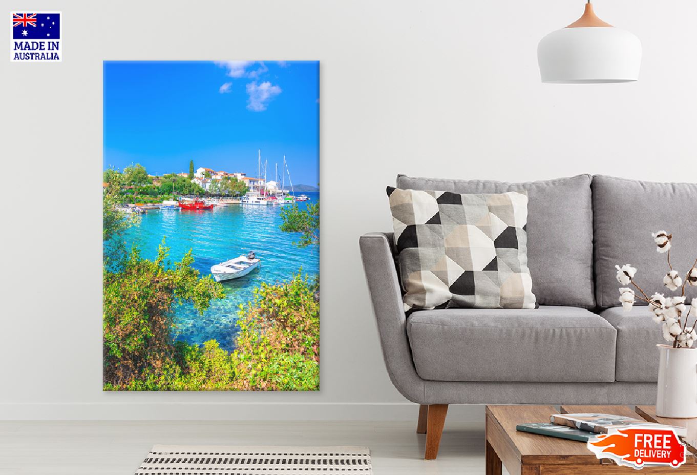 Boats on Alonissos Beach Island Photograph Print 100% Australian Made