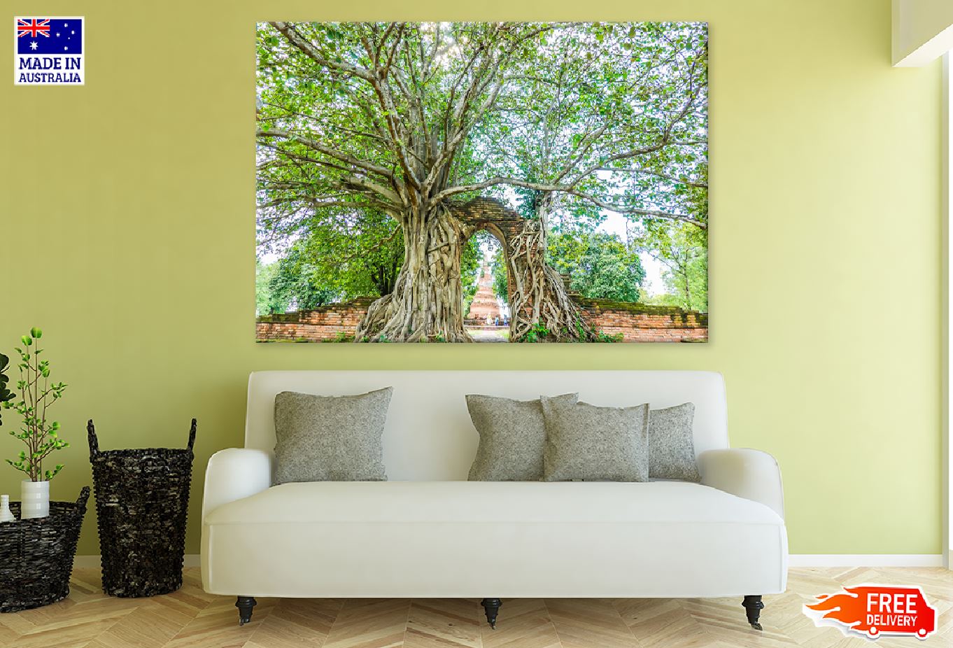 Old Gate & Banyan Root Tree View Photograph Print 100% Australian Made