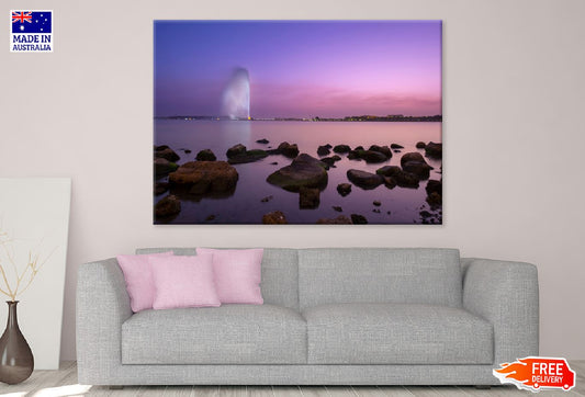 Rocks on Lake Sunset View Photograph Print 100% Australian Made