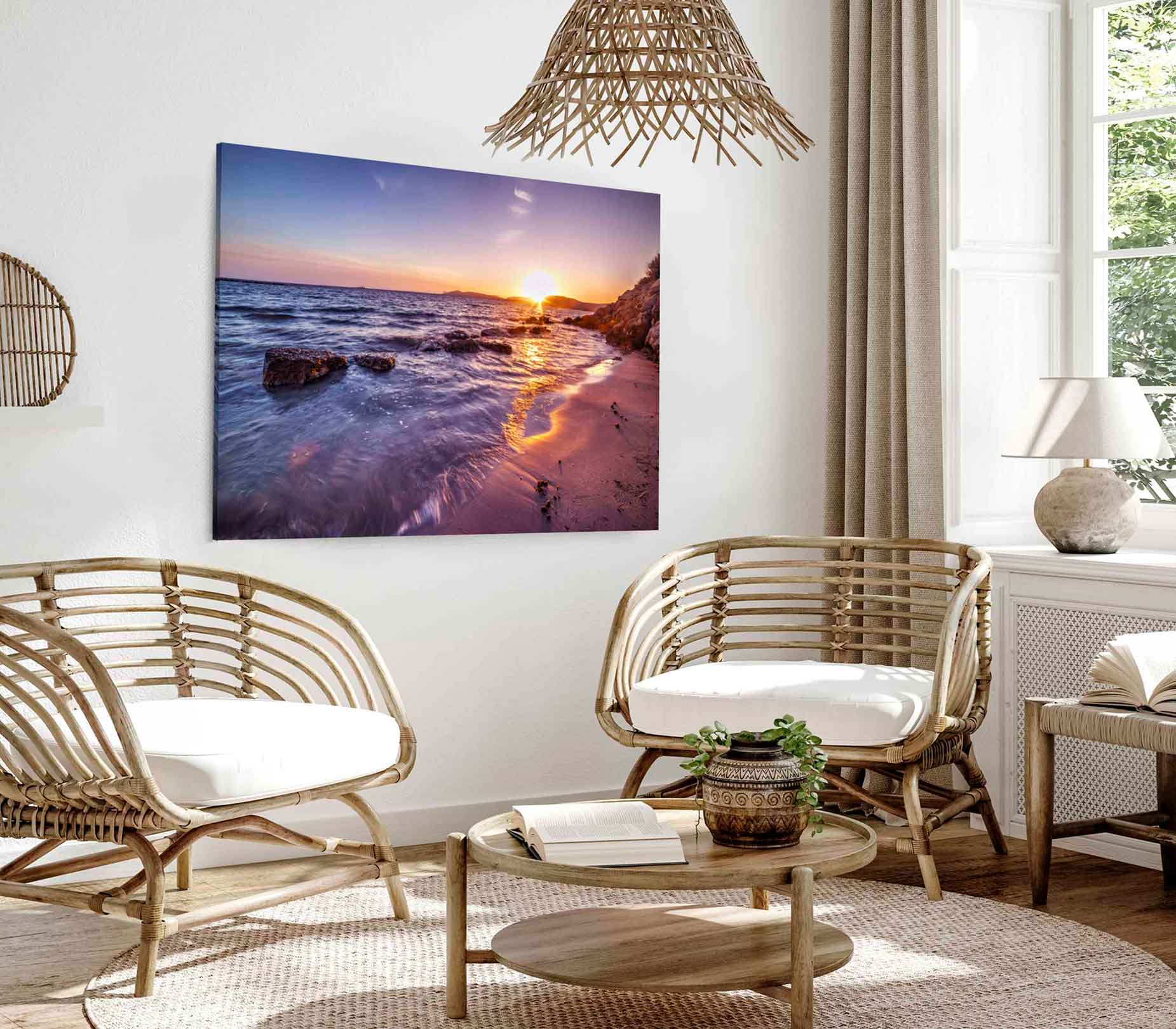 Bella Home Beach & the Sea Coastal Sunset Print Canvas Ready to hang