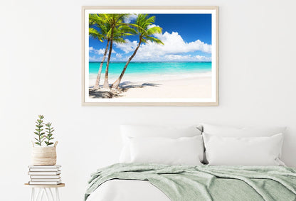 Palm Trees & Tropical White Beach Photograph Home Decor Premium Quality Poster Print Choose Your Sizes