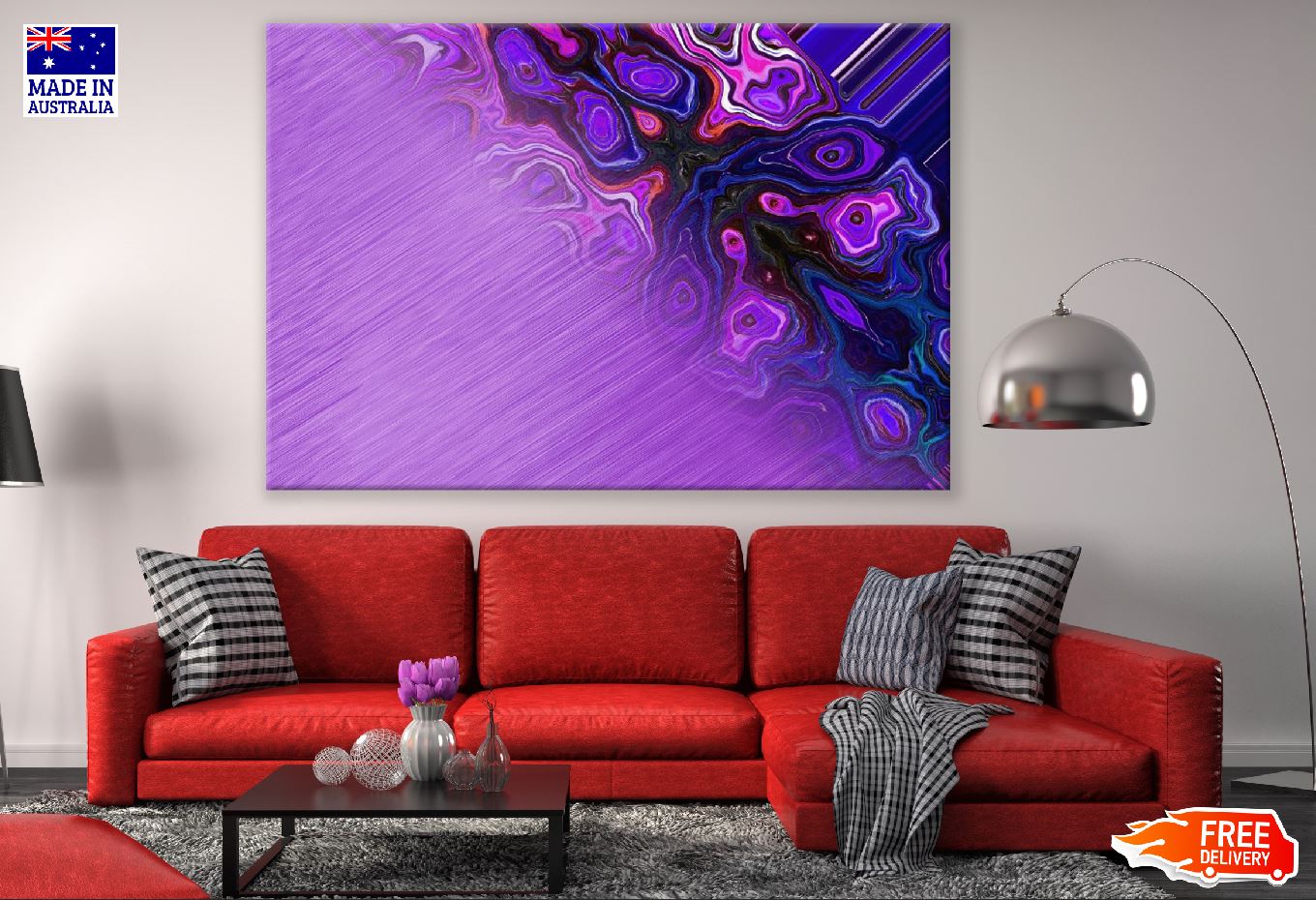 Purple Abstract Design Print 100% Australian Made