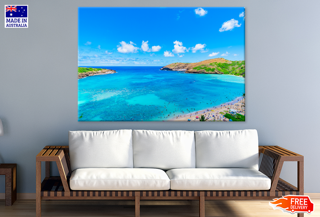 Mountain & Sea Cloudy Sky Scenery View Print 100% Australian Made