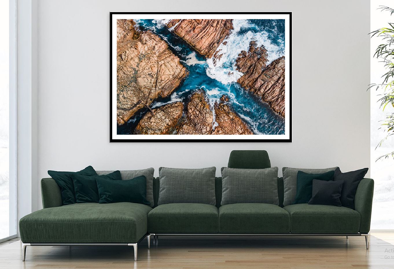 Sea Waves on Rocks Aerial View Photograph Home Decor Premium Quality Poster Print Choose Your Sizes