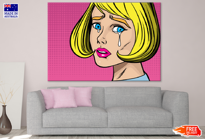 Short Hair Crying Girl Portrait Illustration Print 100% Australian Made