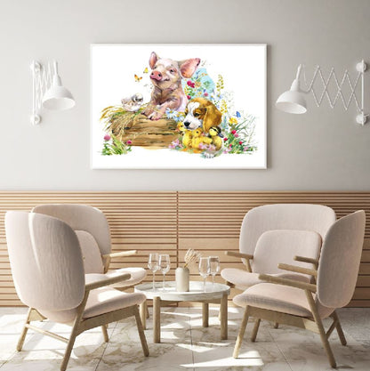 Pig Dogs & Baby Ducks Painting Home Decor Premium Quality Poster Print Choose Your Sizes