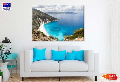 Calm Sea with Sea Coast Hill Scenery View Photograph Print 100% Australian Made