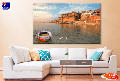 India City & Boat On Lake Print 100% Australian Made