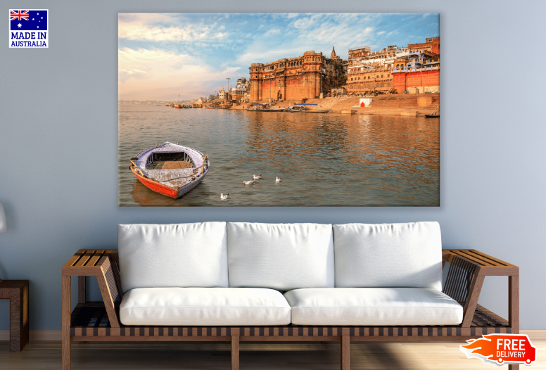 India City & Boat On Lake Print 100% Australian Made