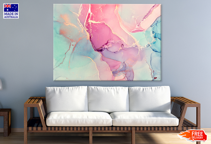 Blue Pink & Gold Abstract Design Print 100% Australian Made