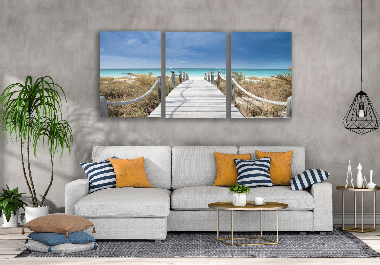 3 Set of Wooden Path top Beach Sea Scenery Photograph High Quality Print 100% Australian Made Wall Canvas Ready to Hang