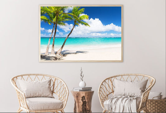 Palm Trees & Tropical White Beach Photograph Home Decor Premium Quality Poster Print Choose Your Sizes