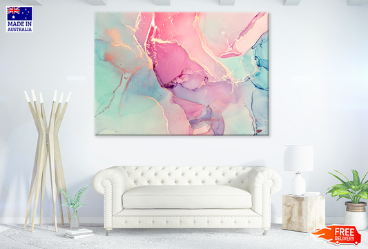 Blue Pink & Gold Abstract Design Print 100% Australian Made