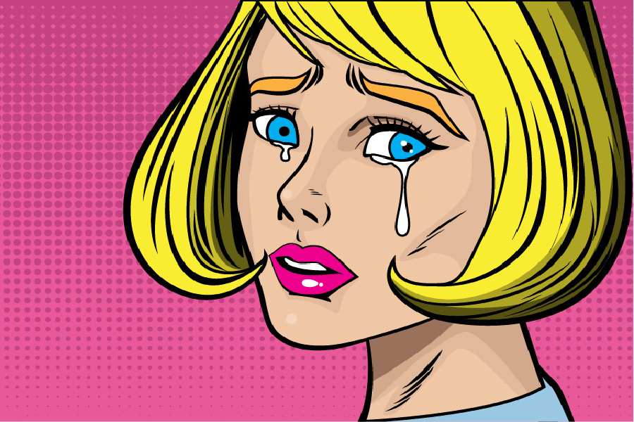 Short Hair Crying Girl Portrait Illustration Print 100% Australian Made